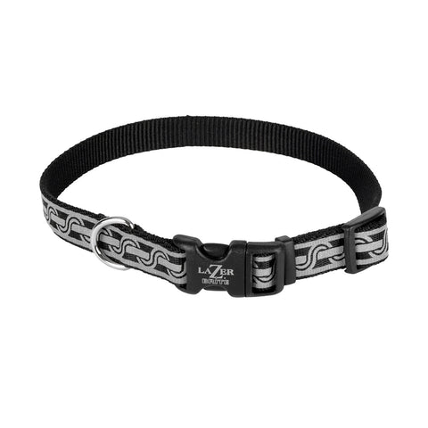 Lazer Brite Reflective Open-Design Dog Collar - Black Chain Link