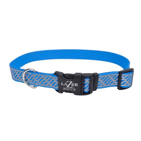 Lazer Brite Reflective Open-Design Dog Collar - Blue Lagoon Wave